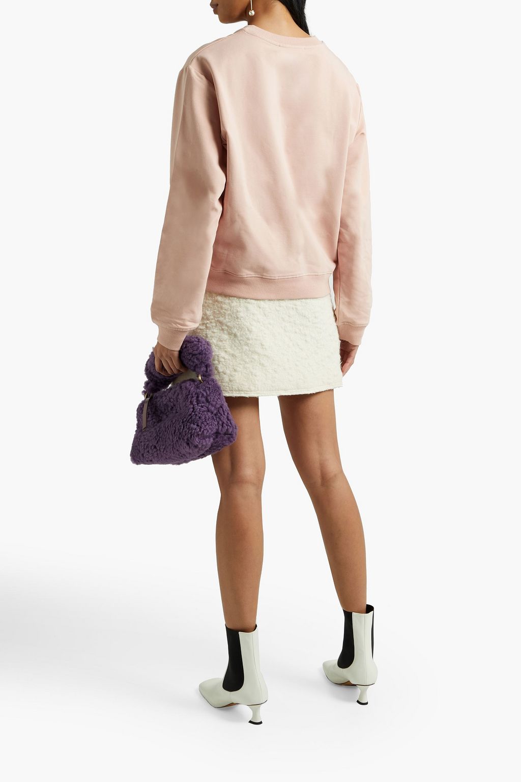 LOVE MOSCHINO Appliquéd cotton-blend fleece sweatshirt