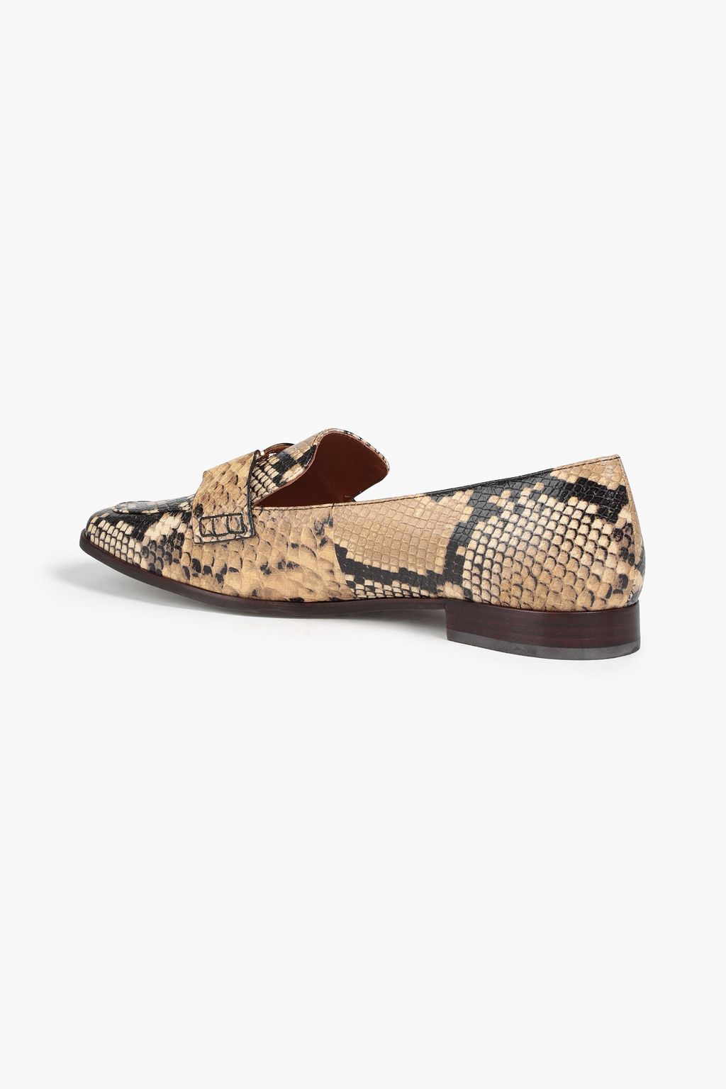 TORY BURCH Georgia embellished snake-effect leather loafers
