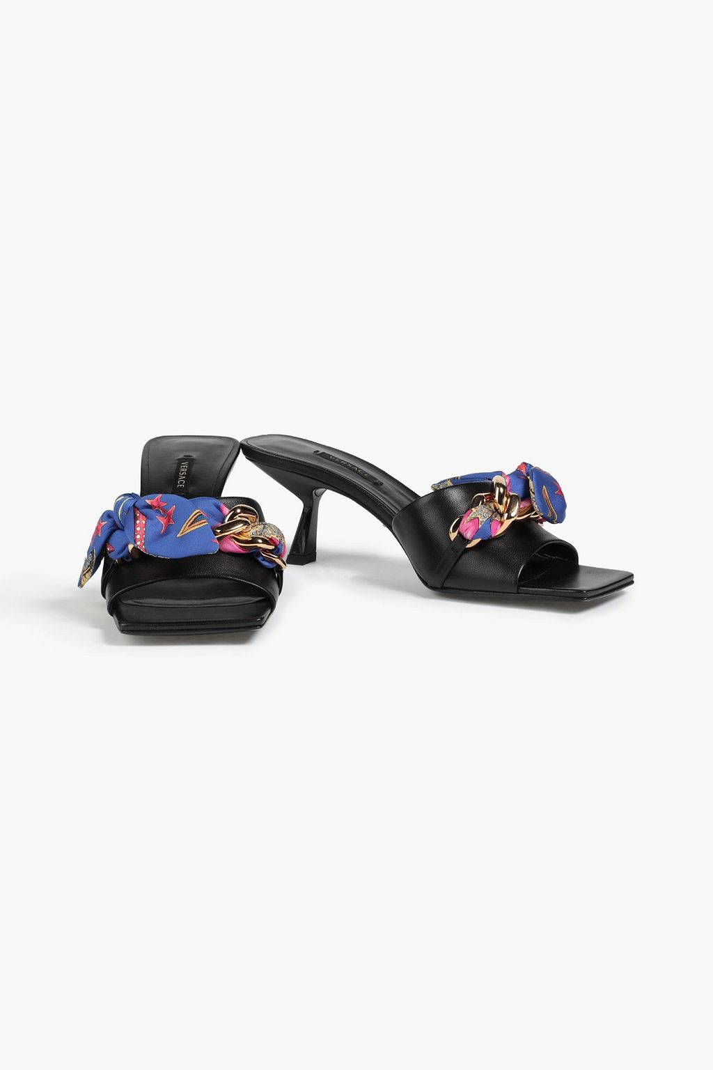 VERSACE 装飾付き レザー ミュール