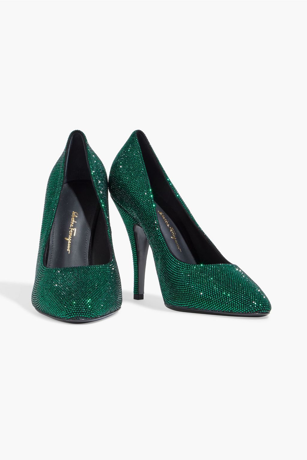 FERRAGAMO Judy crystal-embellished leather pumps