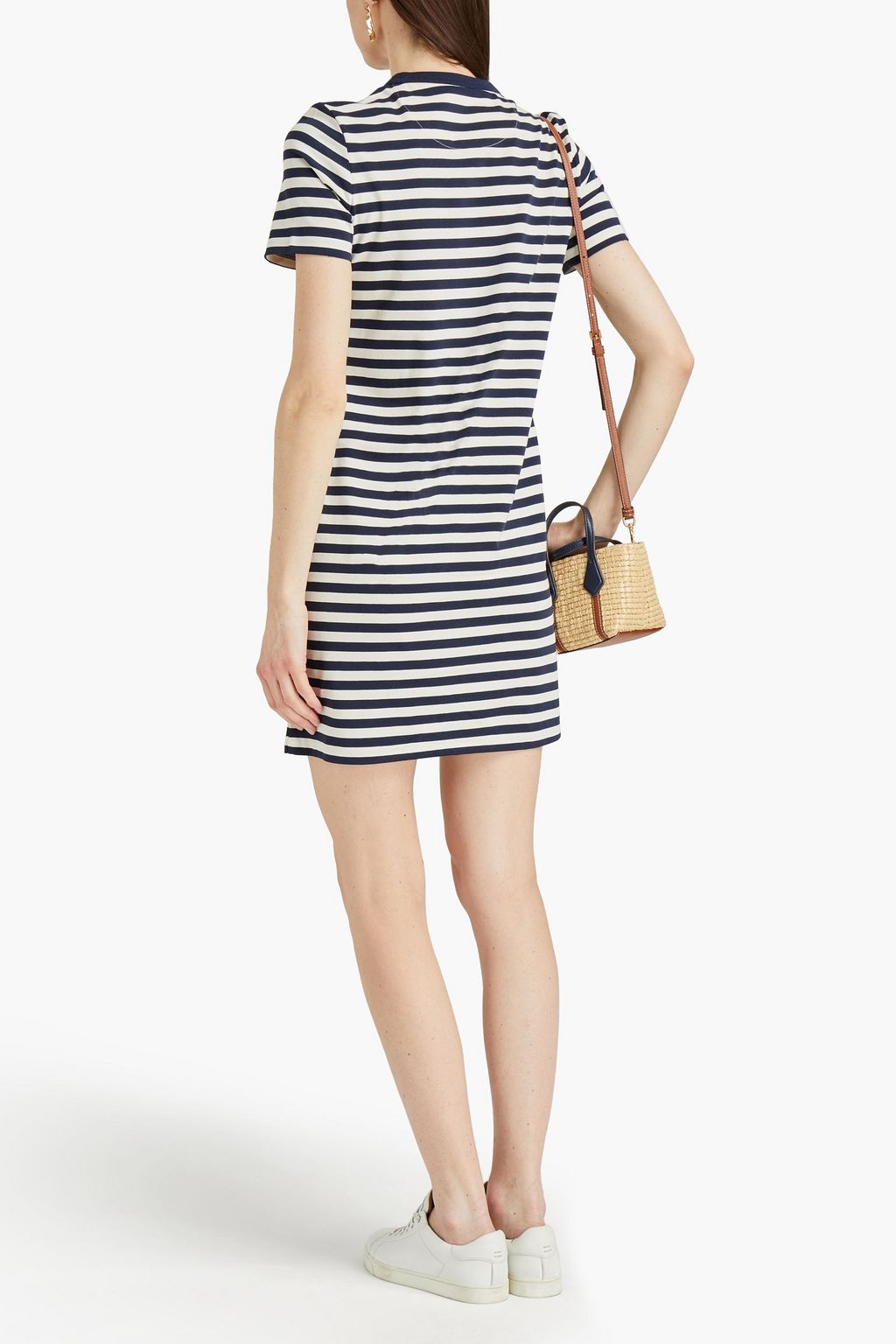 TORY BURCH Striped cotton-jersey mini dress