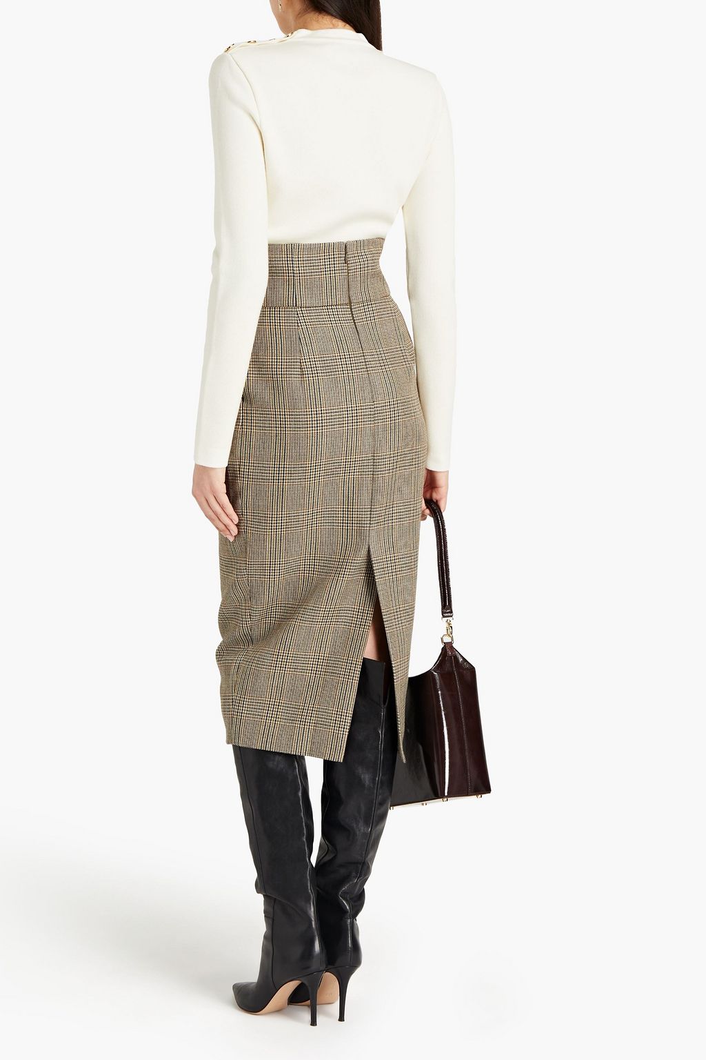 ALEXANDRE VAUTHIER Prince of Wales checked wool midi pencil skirt
