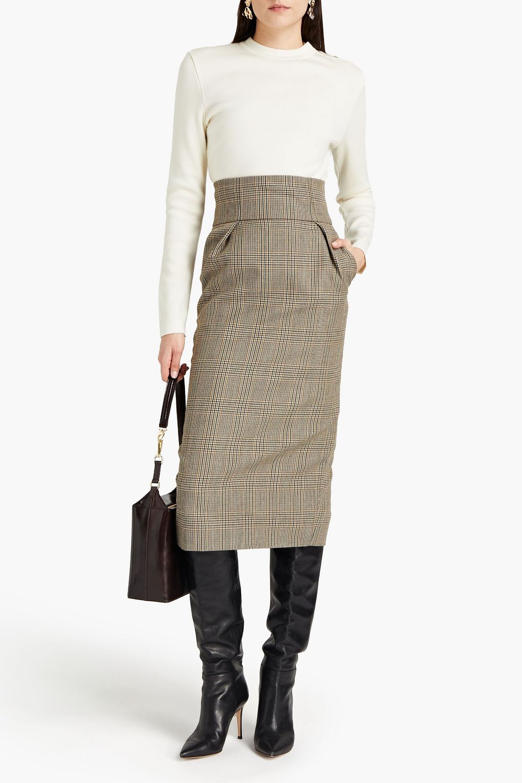 ALEXANDRE VAUTHIER Prince of Wales checked wool midi pencil skirt
