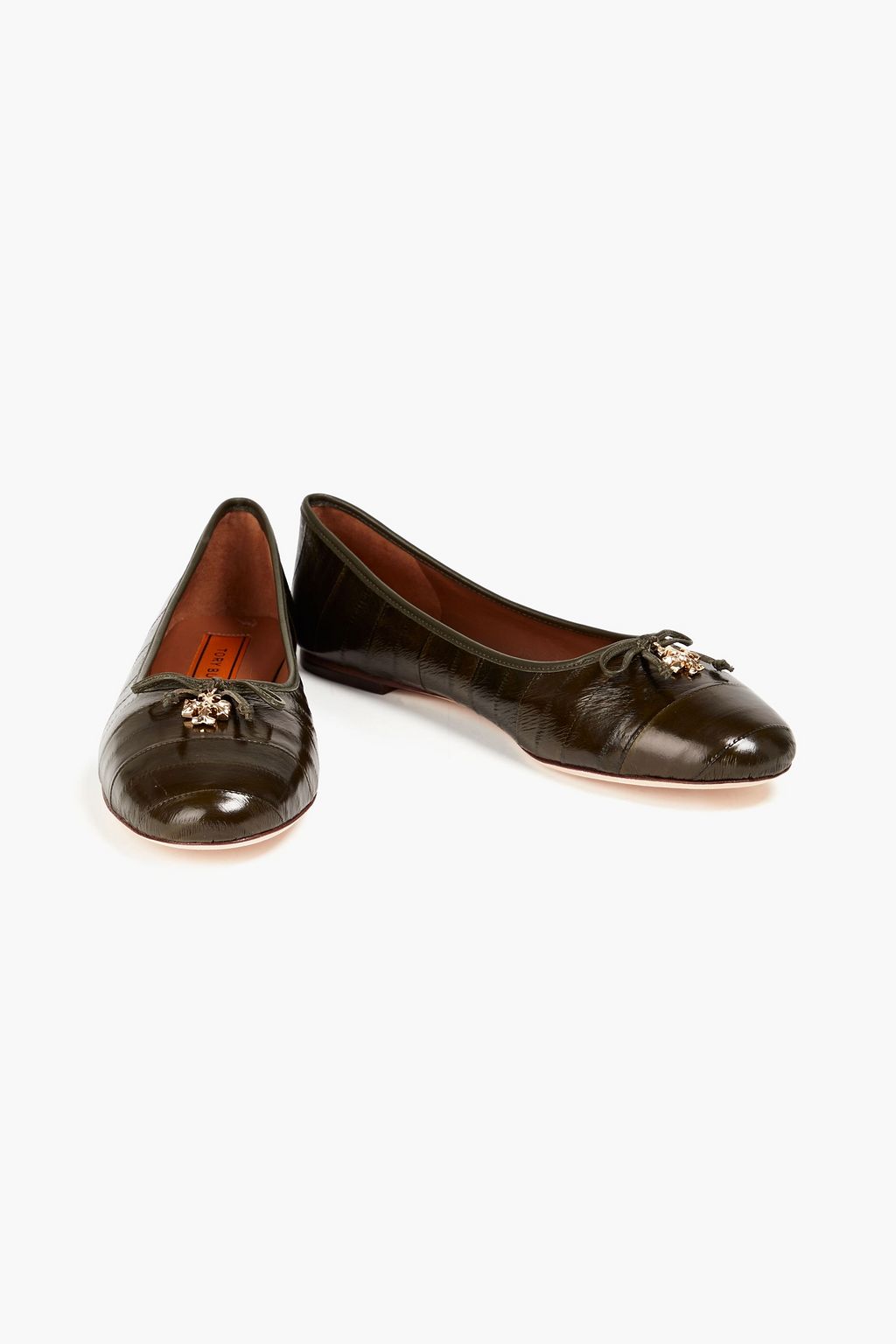 TORY BURCH Verzierte Ballerinas aus Aalleder