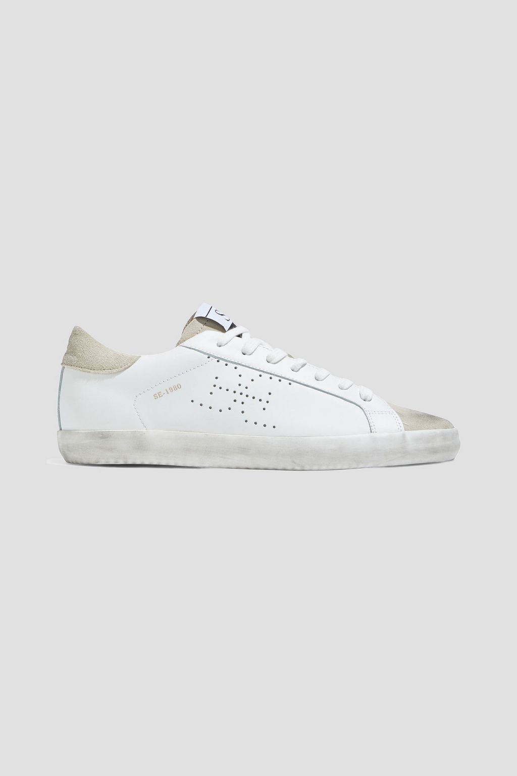 SAM EDELMAN Aubrie suede paneled perforated leather sneakers THE