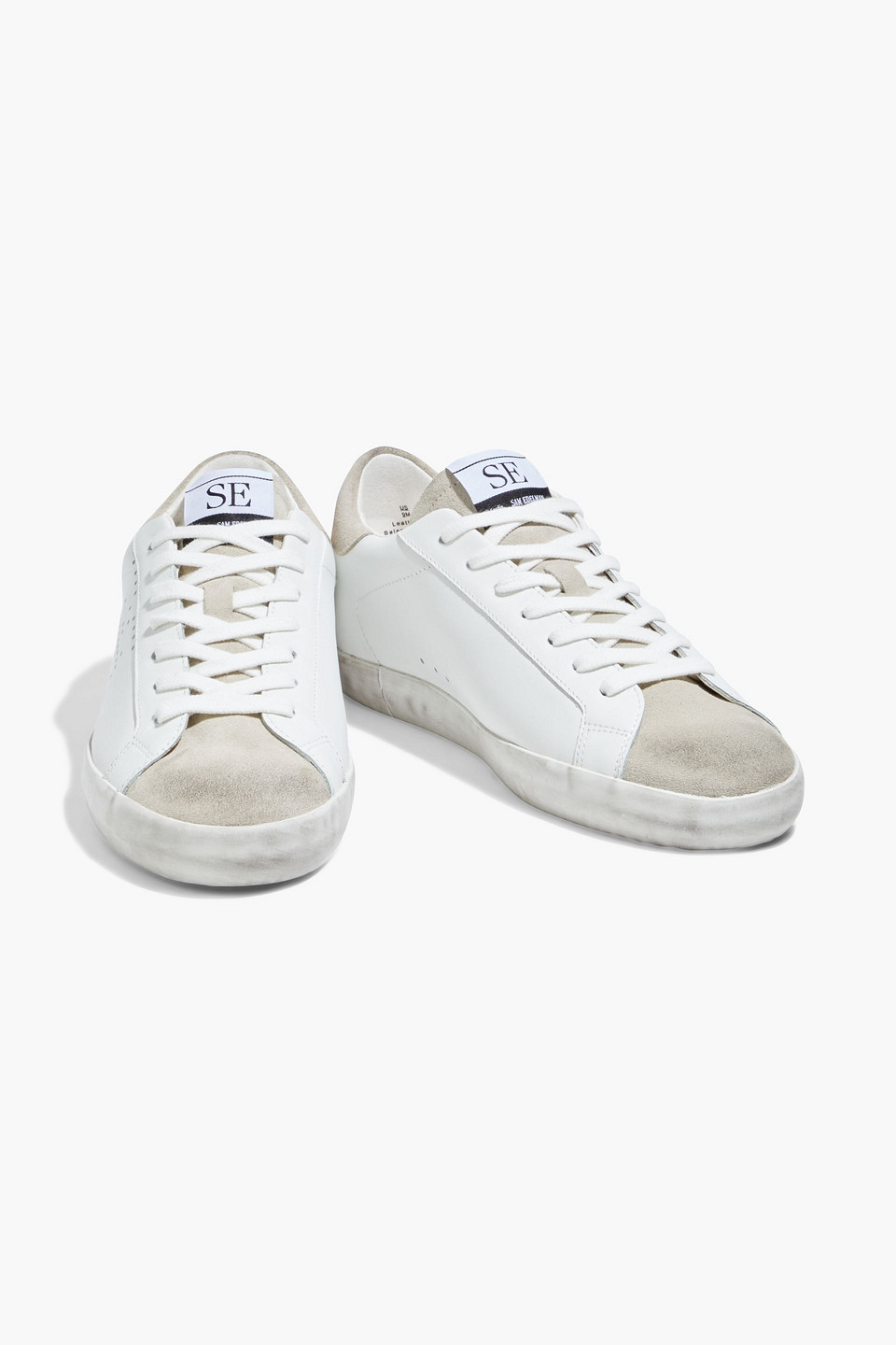 Sam Edelman Aubrie Suede-paneled Perforated Leather Trainers In White