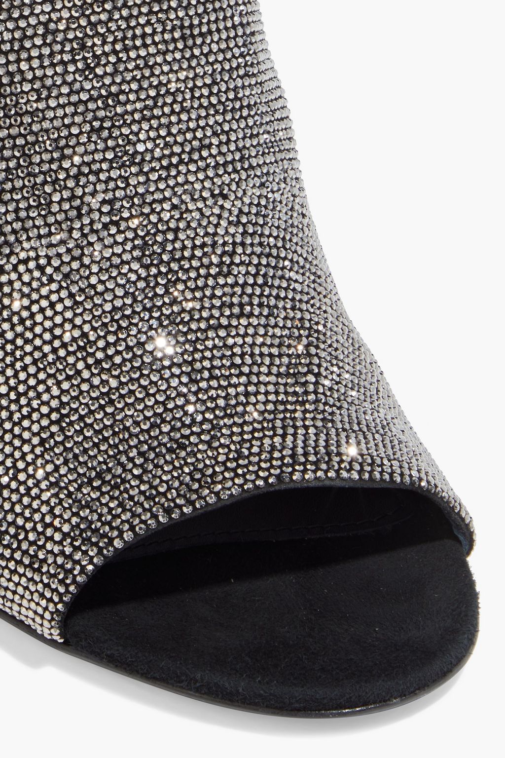 FERRAGAMO Crystal-embellished suede mules