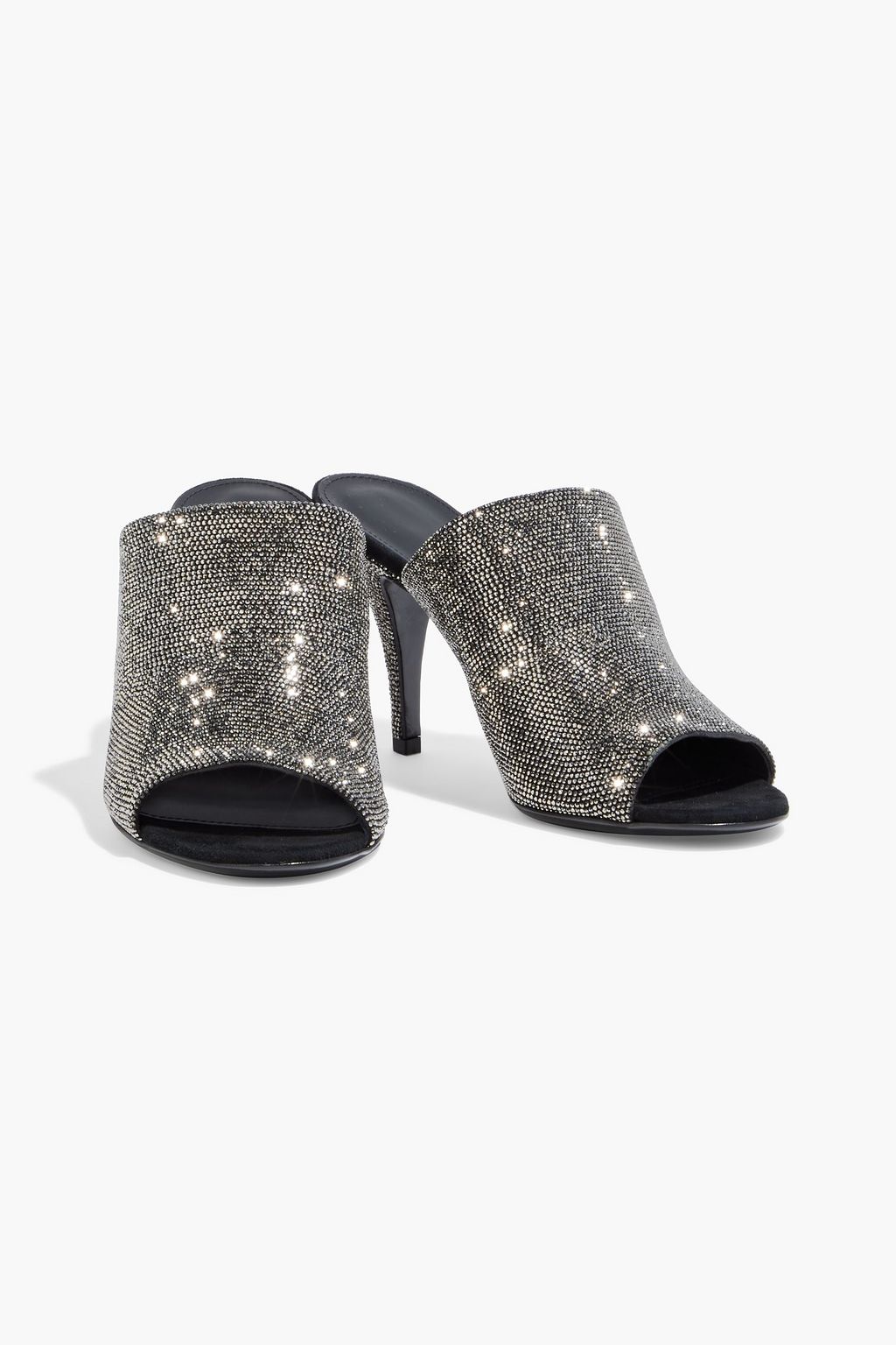 FERRAGAMO Crystal-embellished suede mules