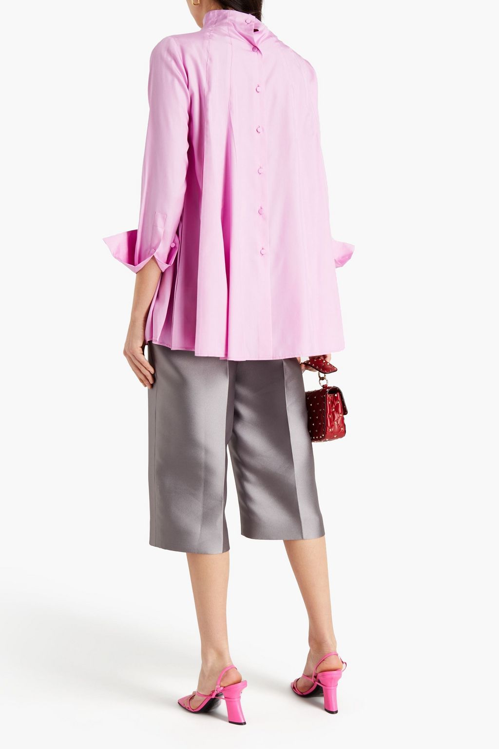 VALENTINO GARAVANI Cropped duchesse-satin wide-leg pants