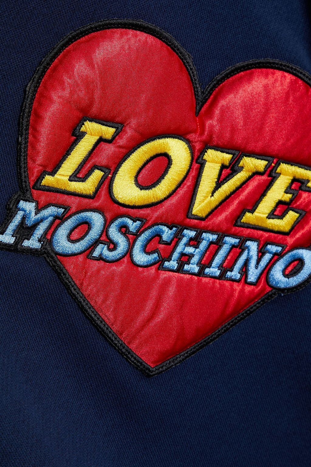 LOVE MOSCHINO Appliquéd French cotton-terry sweatshirt