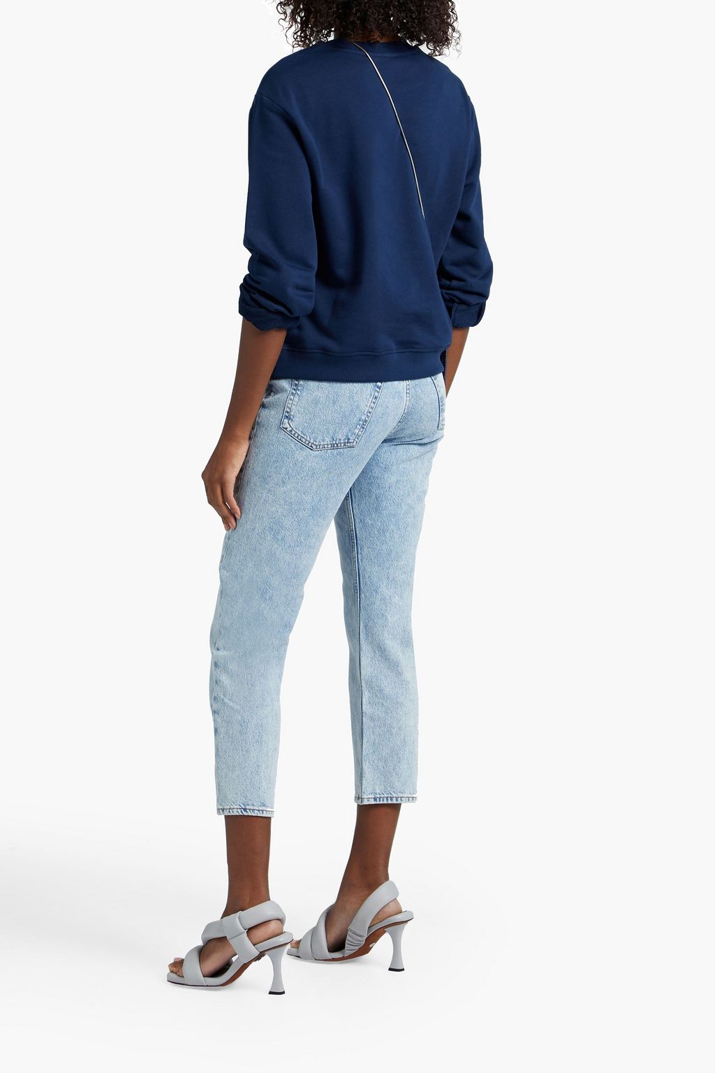LOVE MOSCHINO Appliquéd French cotton-terry sweatshirt