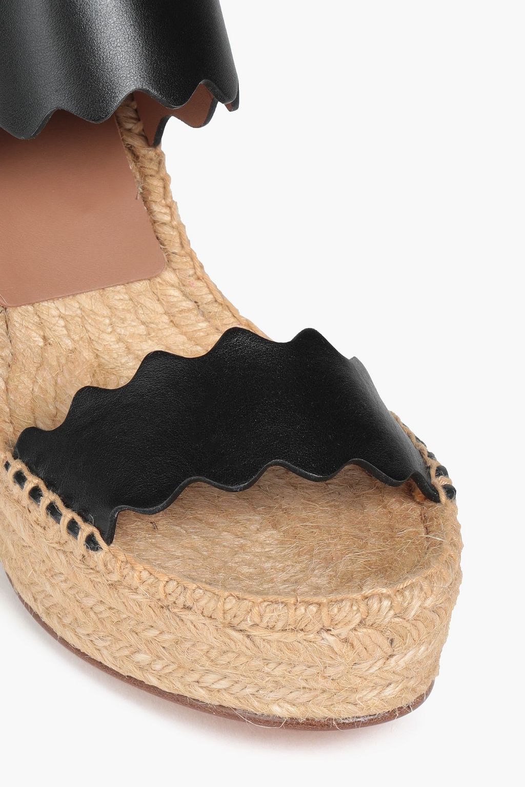 CHLOÉ Lauren scalloped leather wedge espadrille sandals