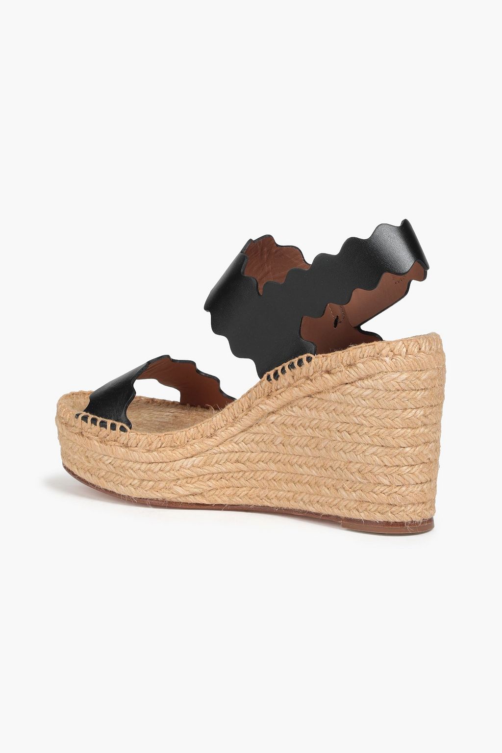 CHLOÉ Lauren scalloped leather wedge espadrille sandals