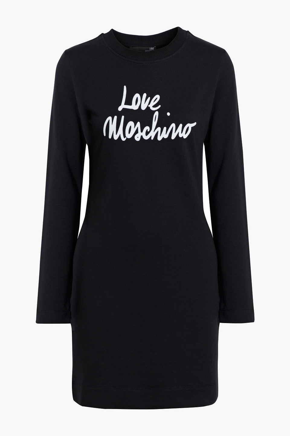 Flocked cotton-blend fleece mini dress