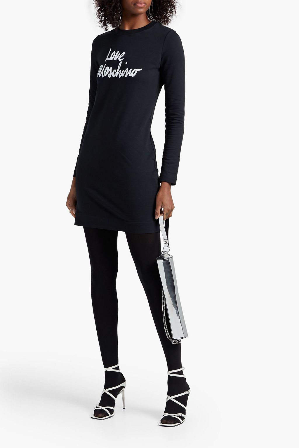 LOVE MOSCHINO Flocked cotton-blend fleece mini dress
