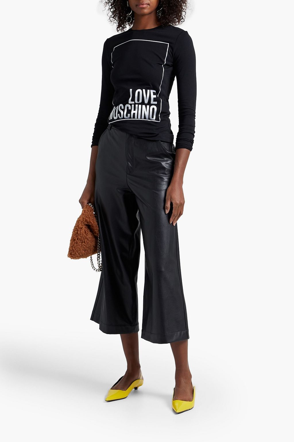 LOVE MOSCHINO Printed stretch-cotton jersey top