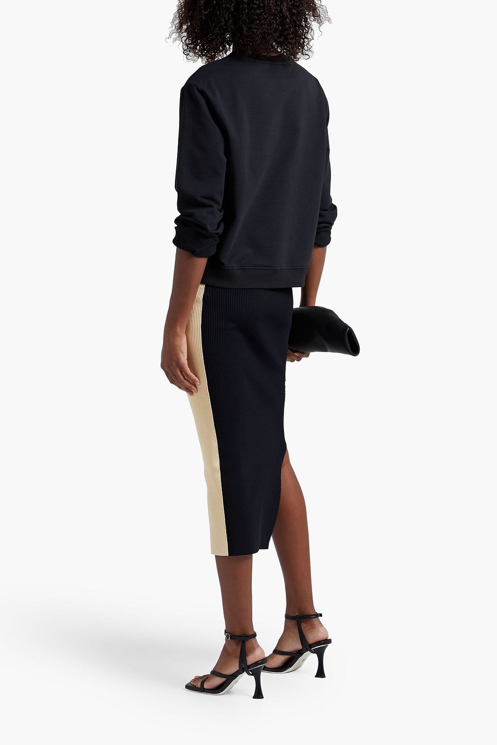 LOVE MOSCHINO Appliquéd cotton-blend fleece sweatshirt