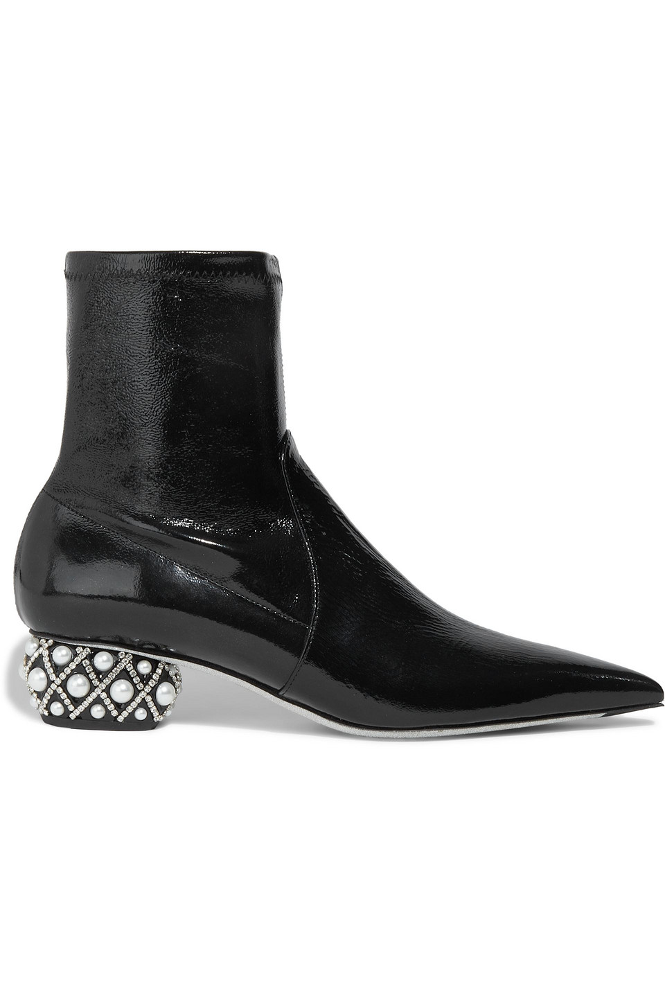 René Caovilla Lady Perla embellished patent-leather sock boots