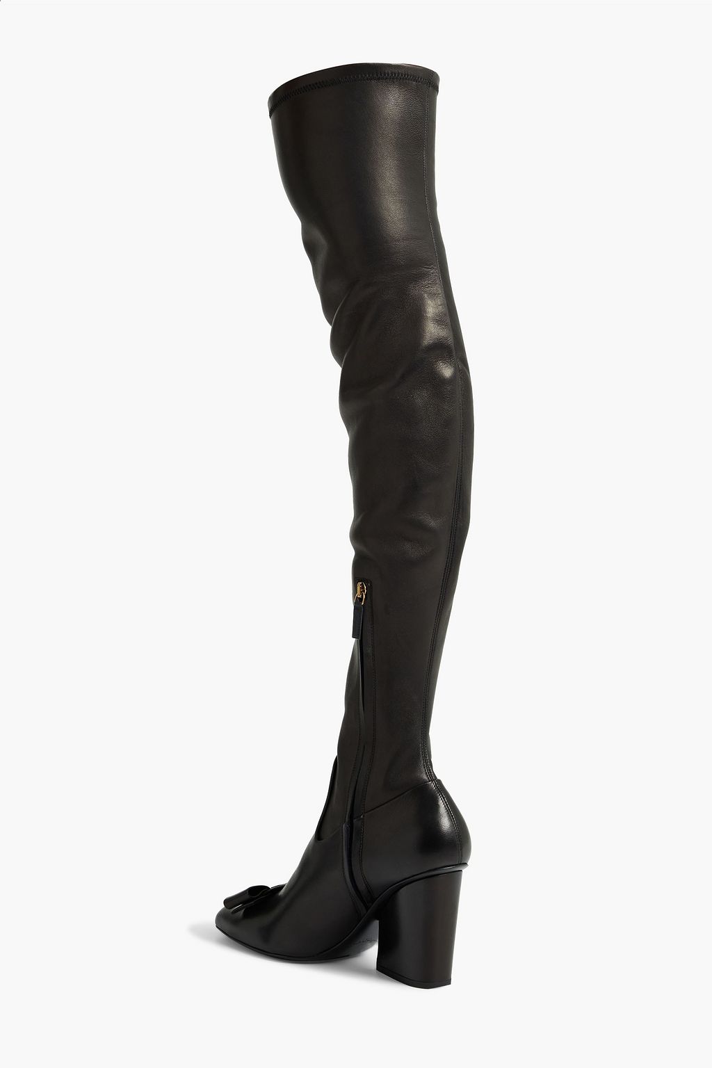 FERRAGAMO Verity bow-embellished leather over-the-knee boots