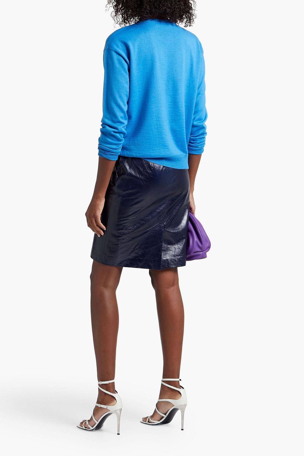 LOVE MOSCHINO Appliquéd wool-blend jacquard-knit top