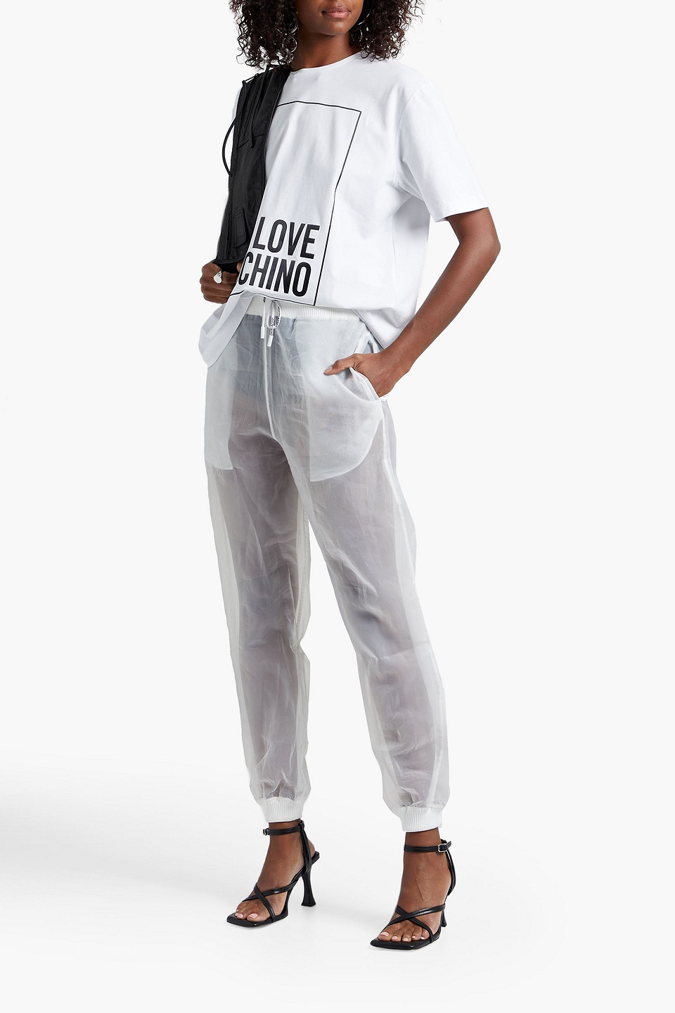 Love Moschino Appliquéd Cotton-blend Jersey T-shirt In White