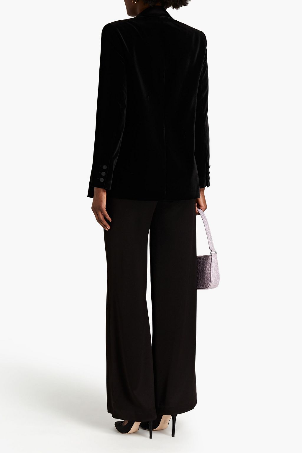 ALICE + OLIVIA Denny satin-trimmed velvet tuxedo jacket