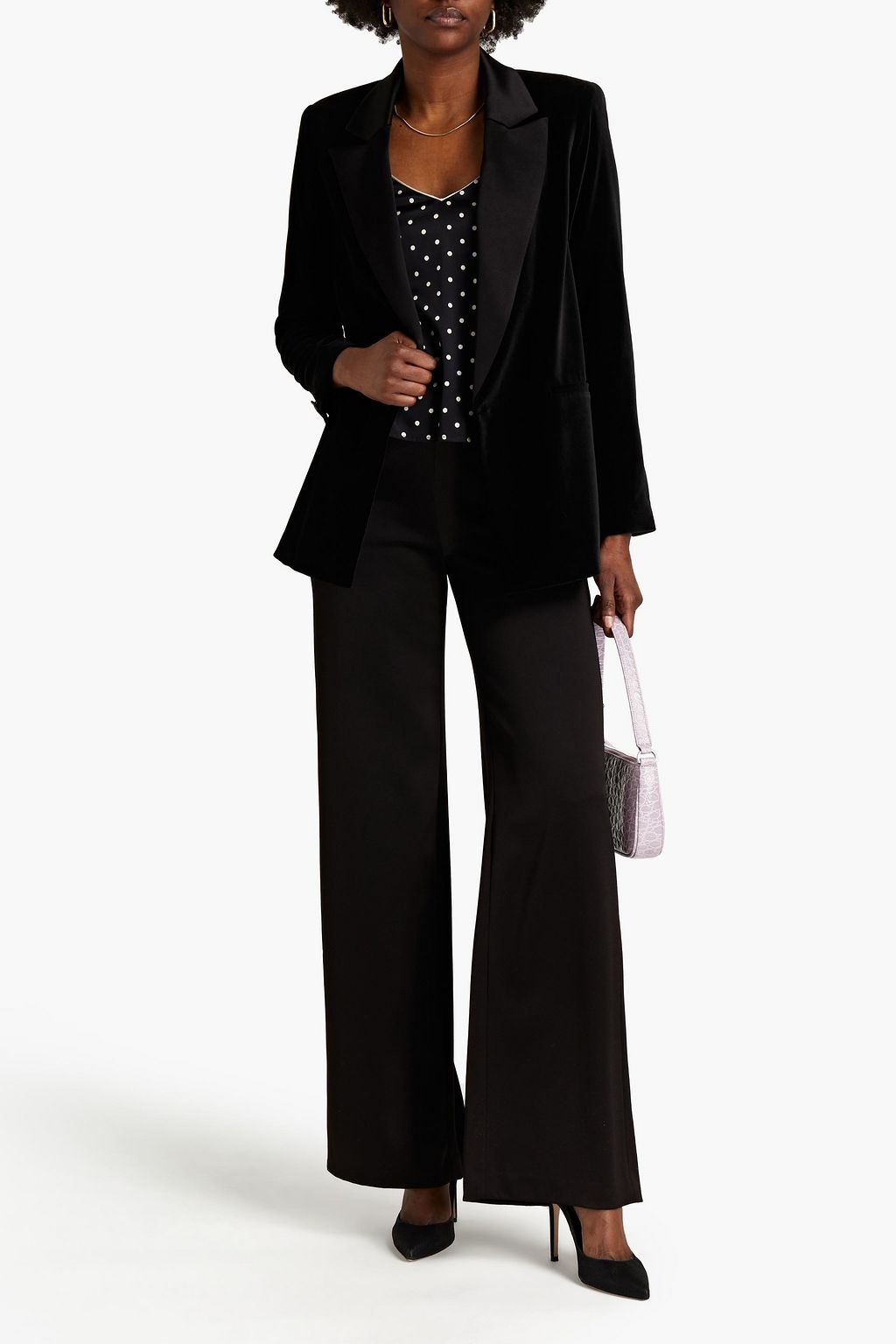 ALICE + OLIVIA Denny satin-trimmed velvet tuxedo jacket