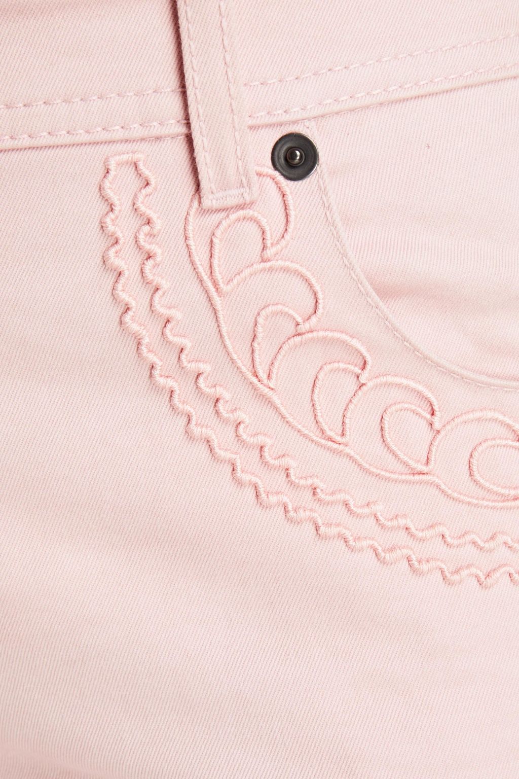 VALENTINO GARAVANI Embroidered cotton-gabardine slim-leg pants