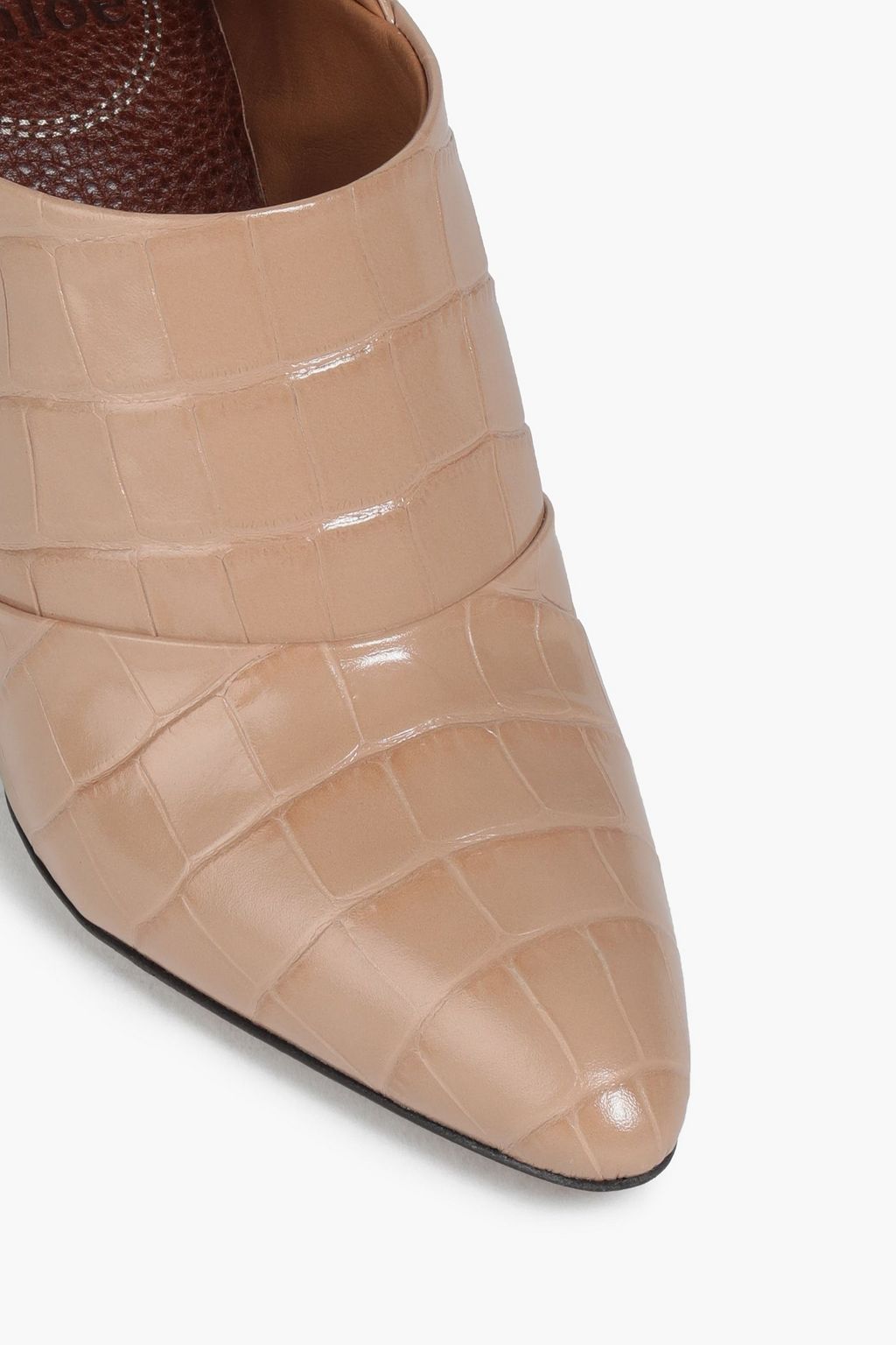 CHLOÉ Wave croc-effect leather slingback mules