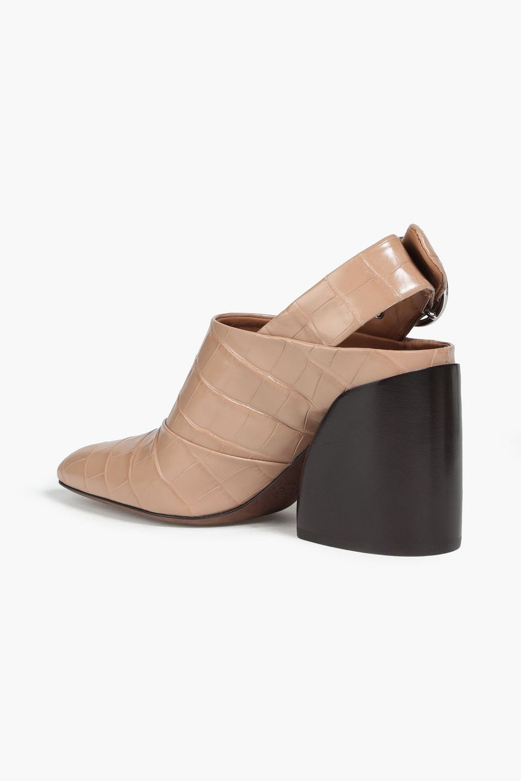 CHLOÉ Wave croc-effect leather slingback mules