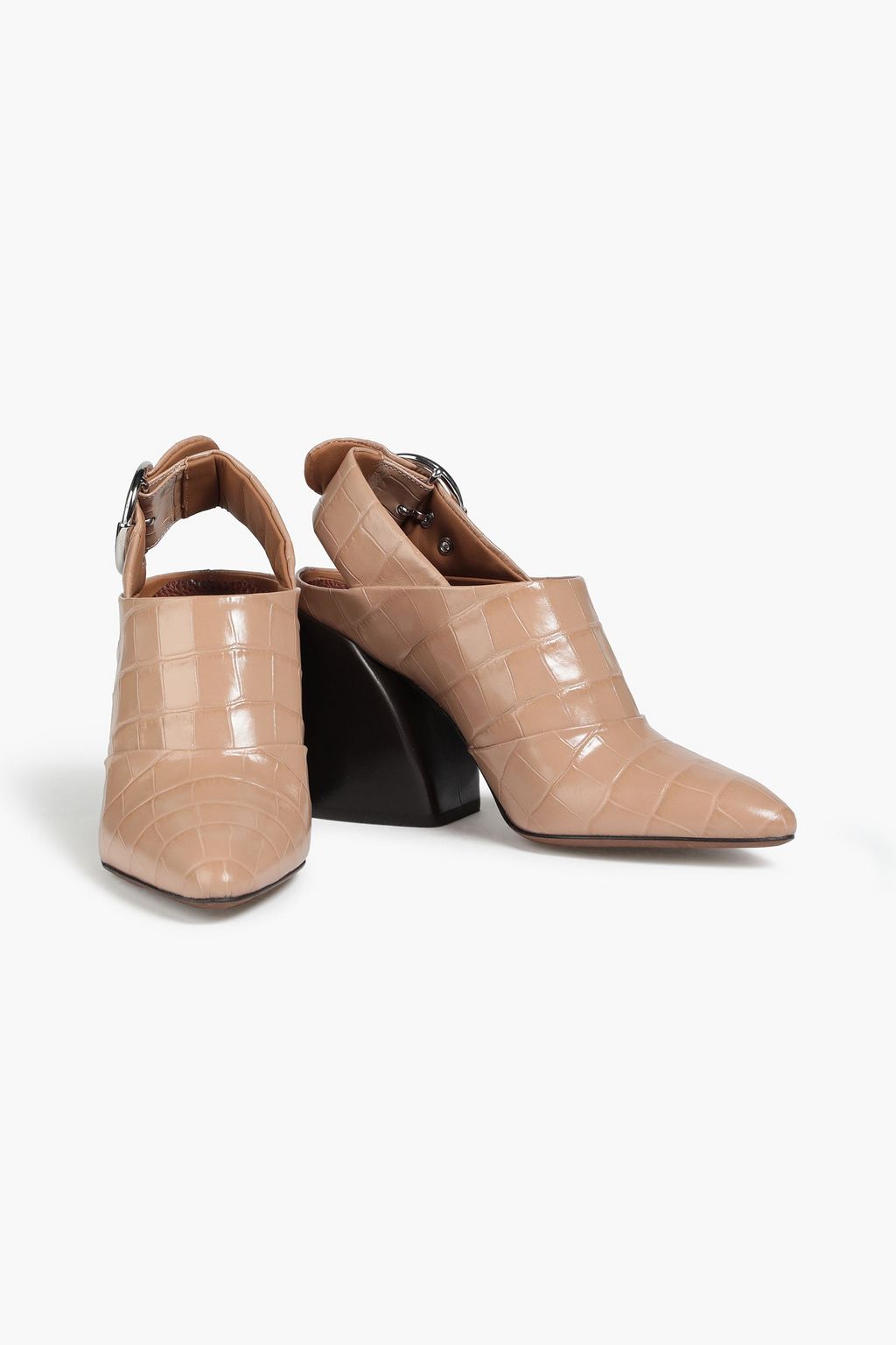 CHLOÉ Wave croc-effect leather slingback mules