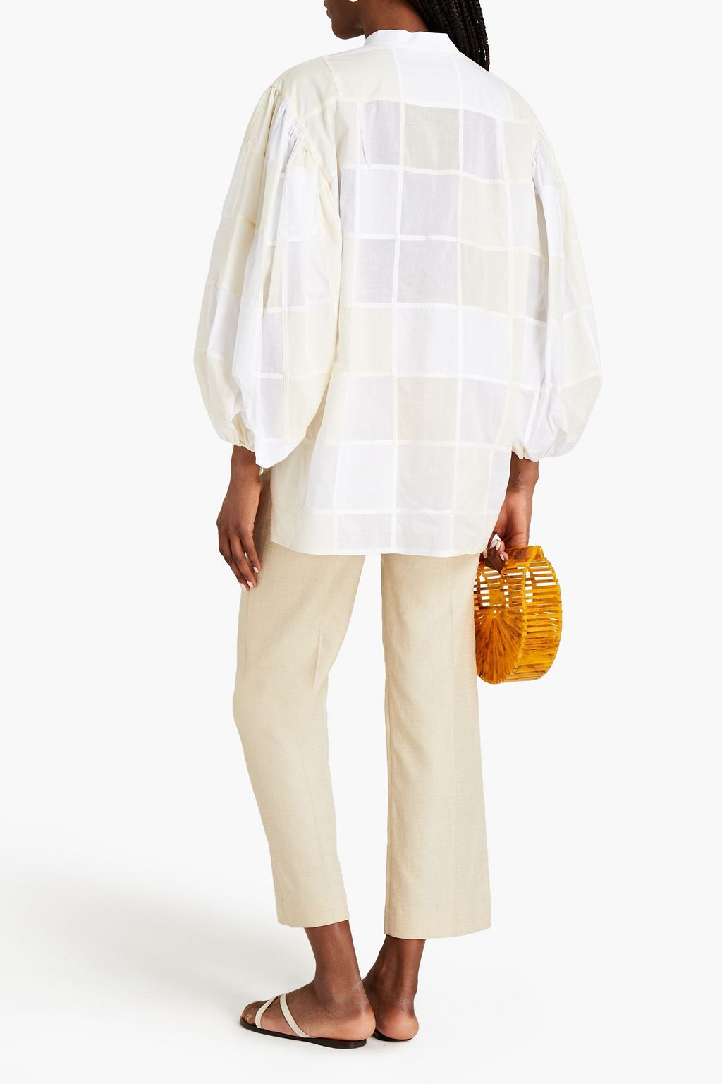 TORY BURCH Checked cotton-poplin blouse
