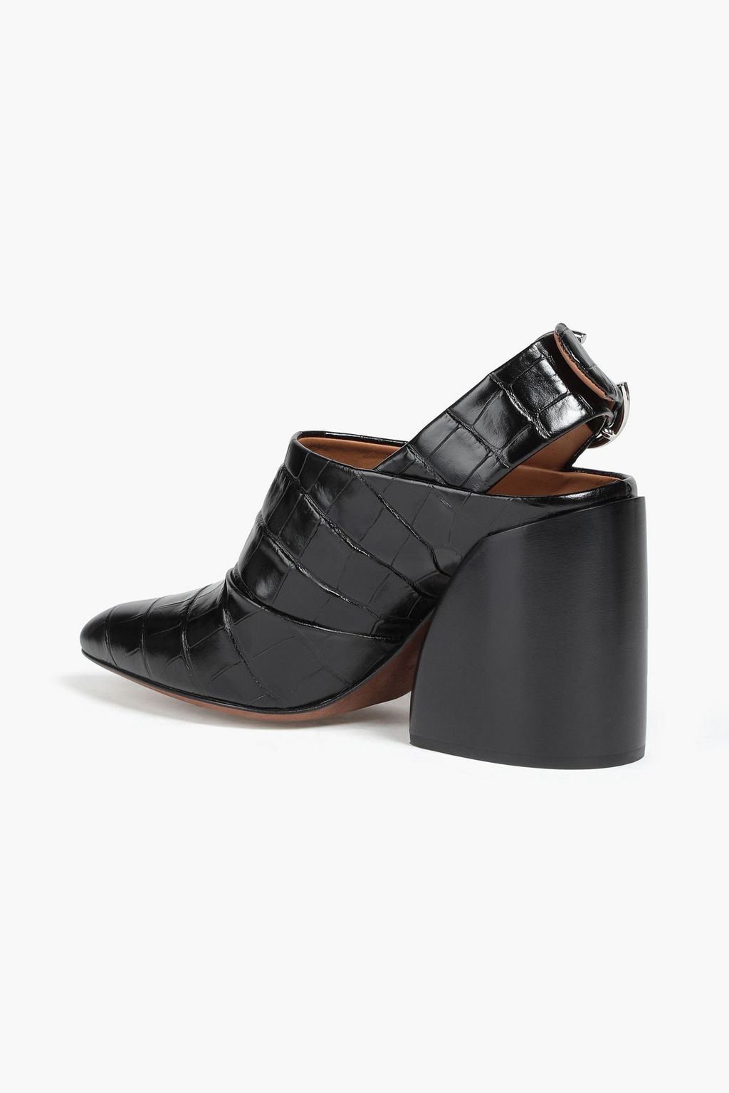 CHLOÉ Wave croc-effect leather slingback mules