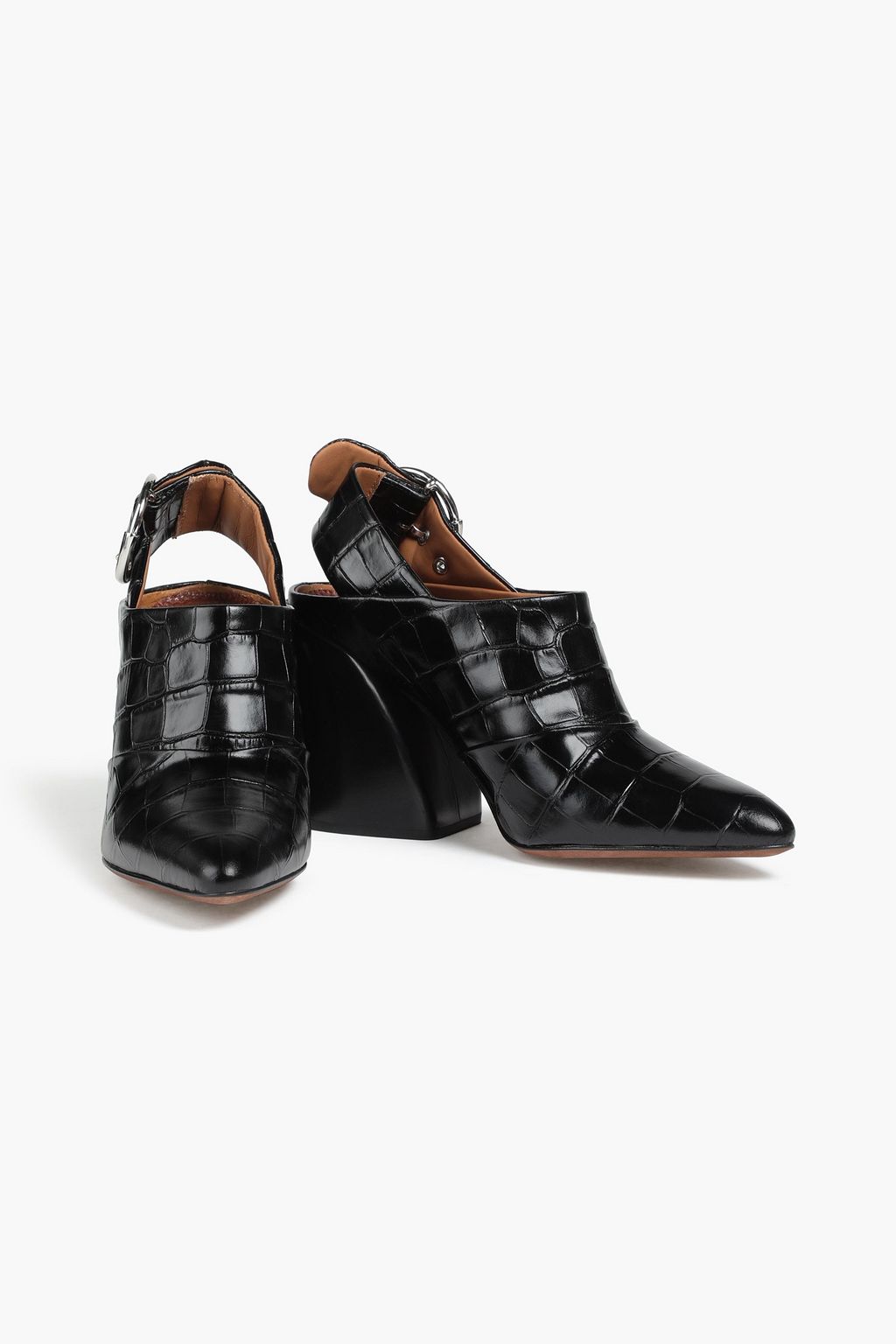 CHLOÉ Wave croc-effect leather slingback mules