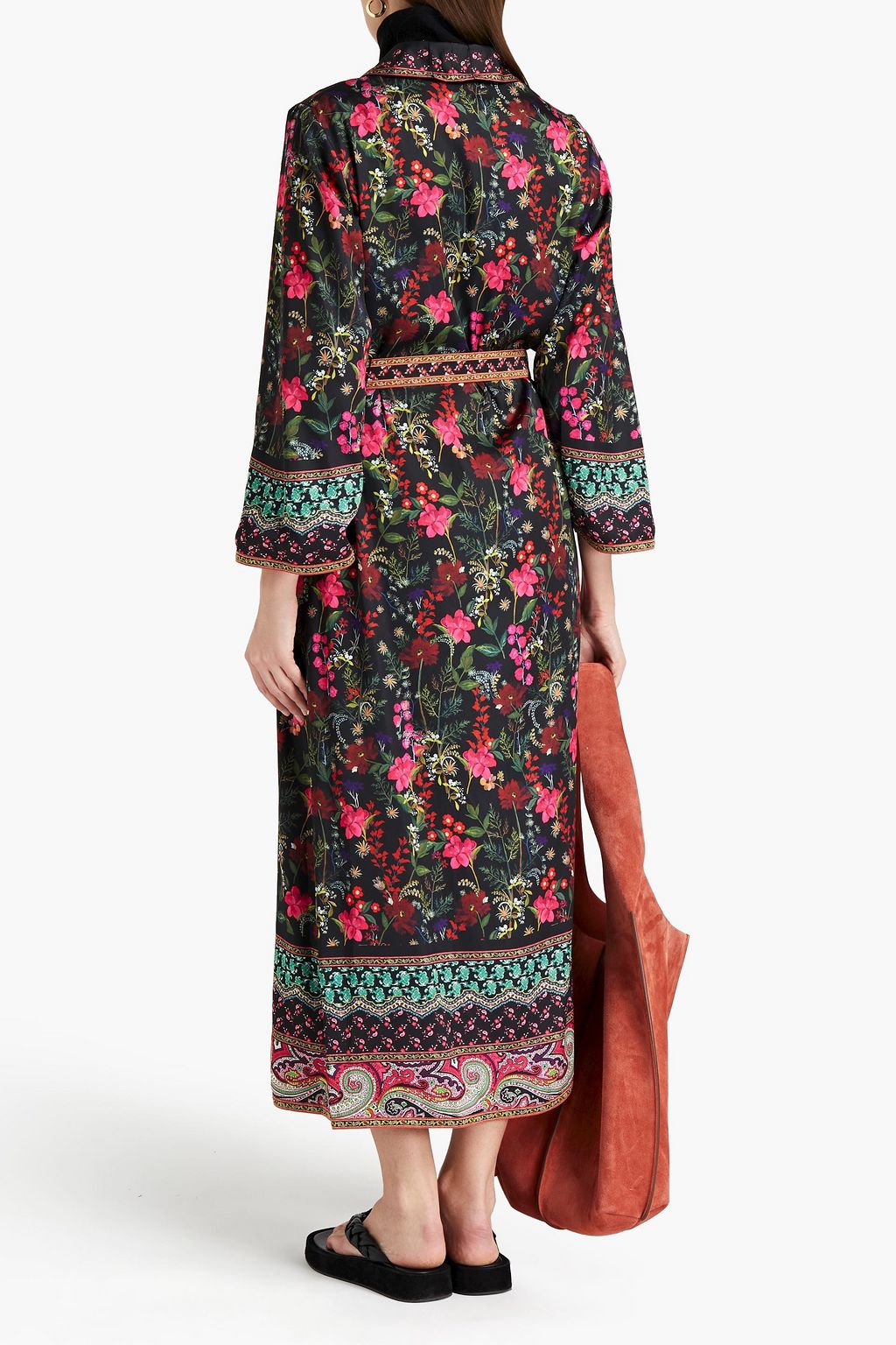 ALICE + OLIVIA Eilene reversible belted printed satin robe