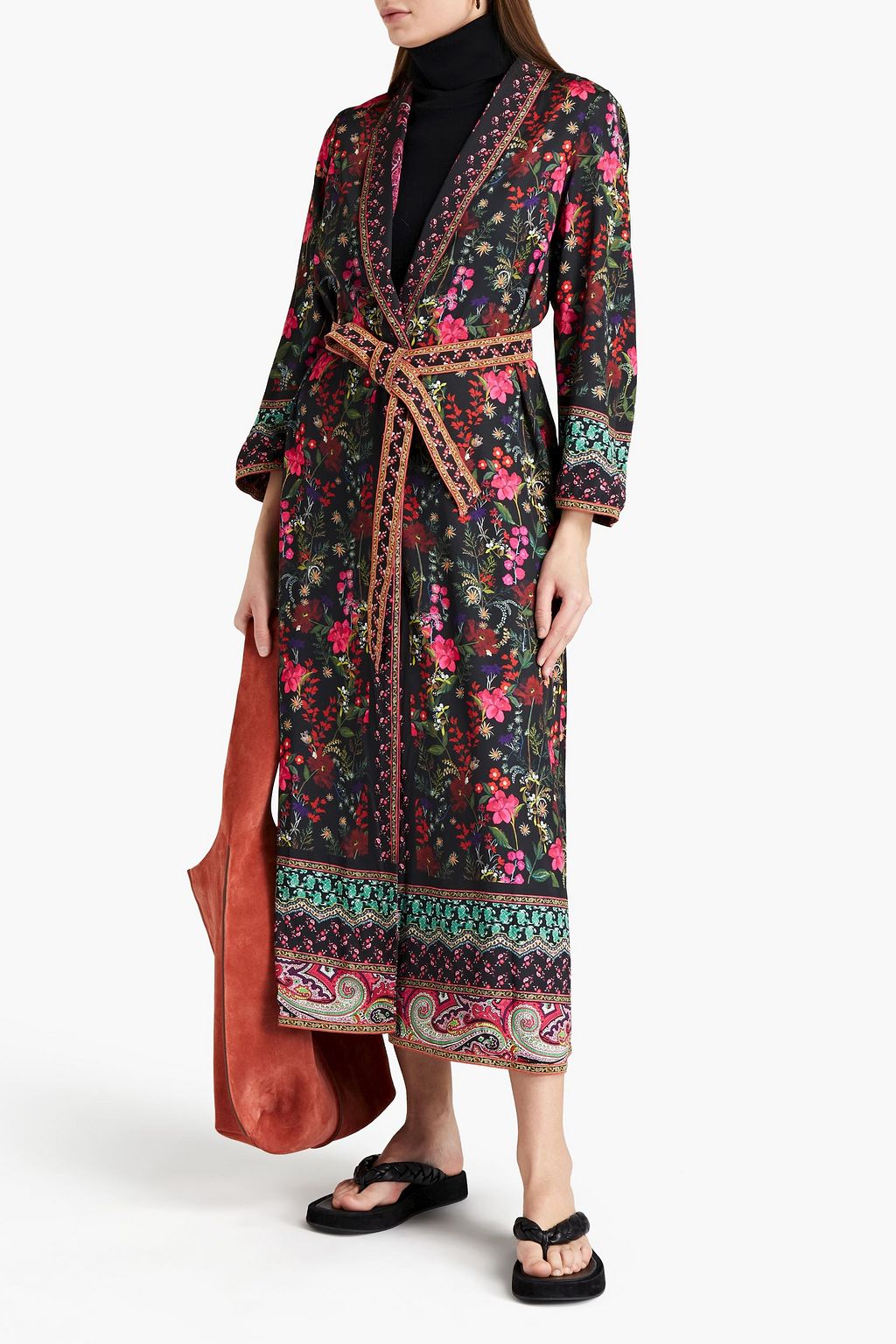 ALICE + OLIVIA Eilene reversible belted printed satin robe
