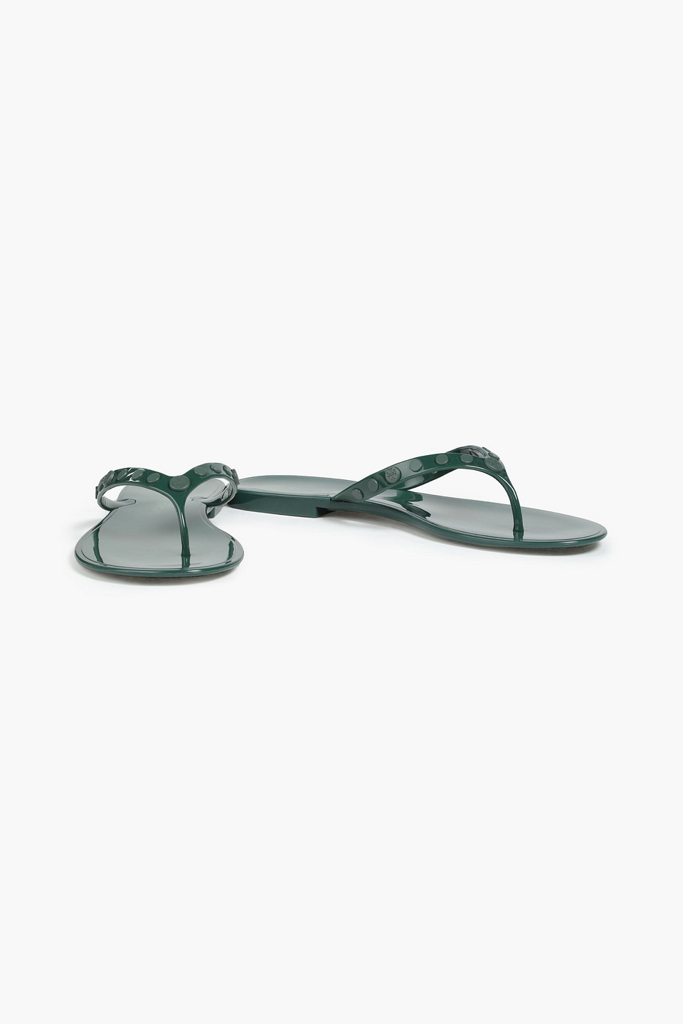 Tory Burch Studded Pvc Flip Flops In Green