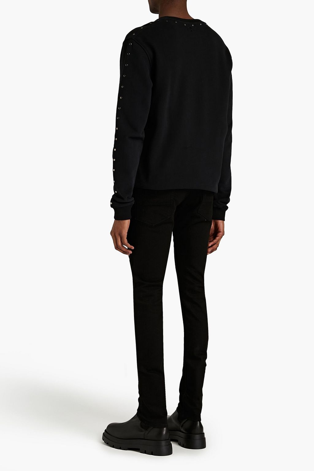 7 FOR ALL MANKIND Studded French cotton-terry sweatshirt