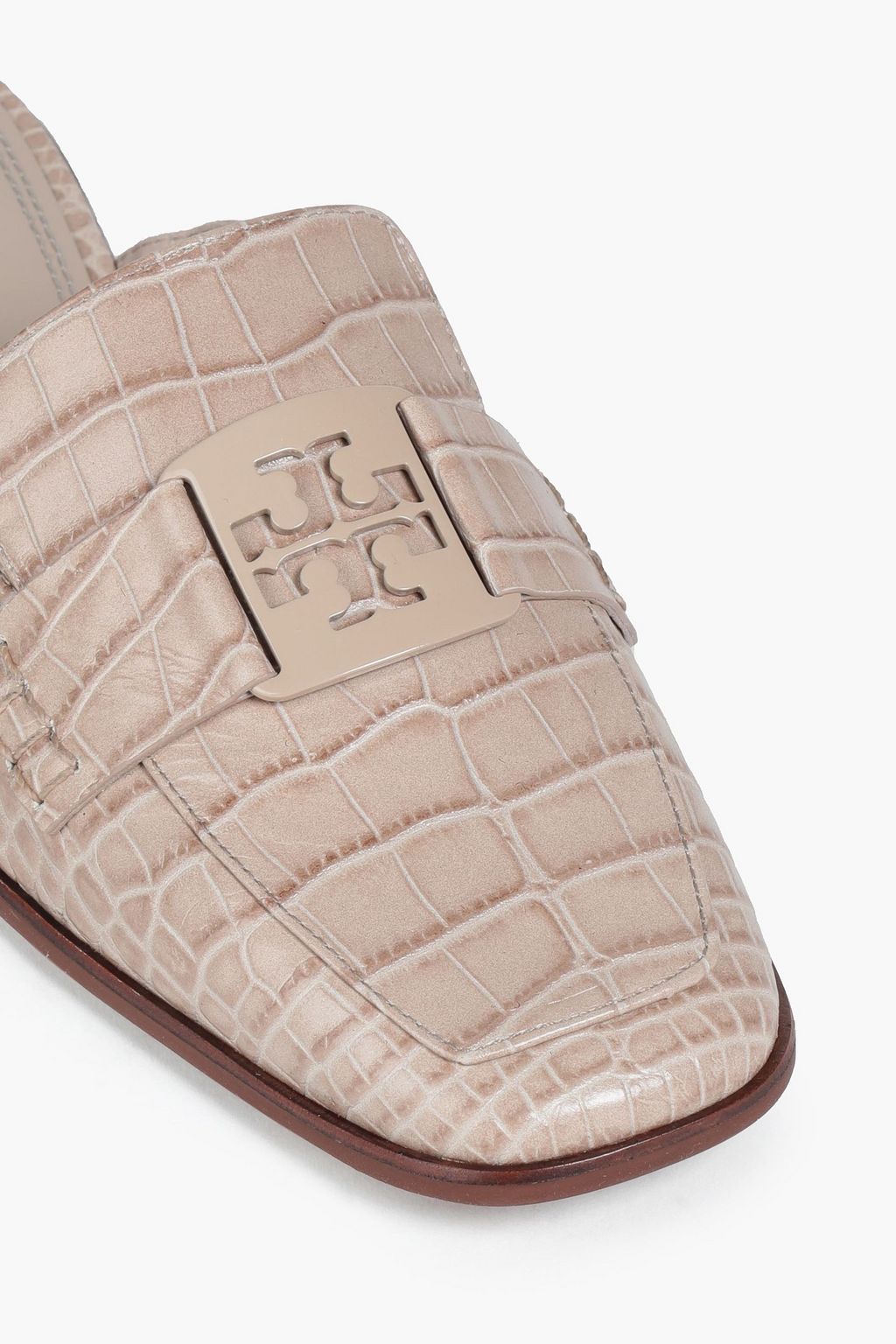 TORY BURCH Georgia embellished croc-effect leather mules