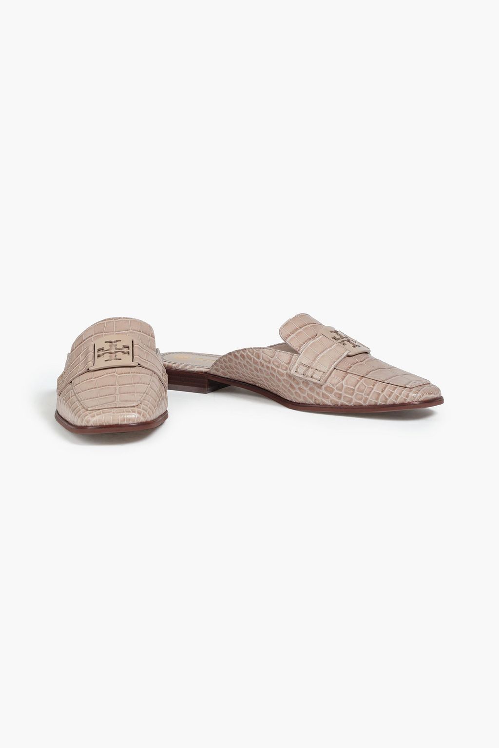 TORY BURCH Georgia embellished croc-effect leather mules