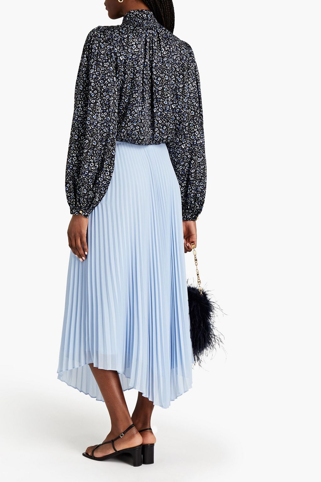 TORY BURCH Pussy-bow floral-print silk-blend jacquard blouse