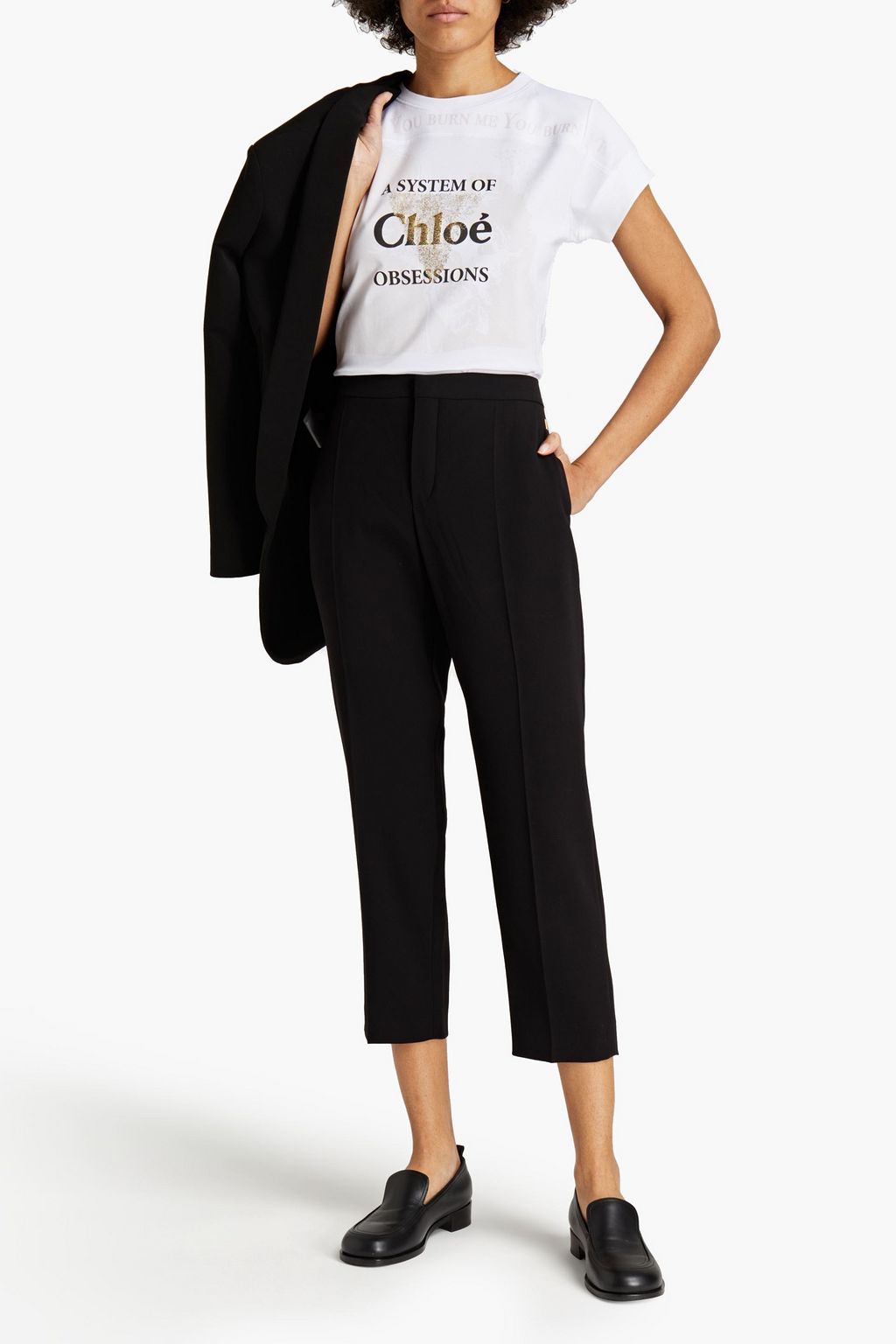 CHLOÉ Cropped crepe slim-leg pants