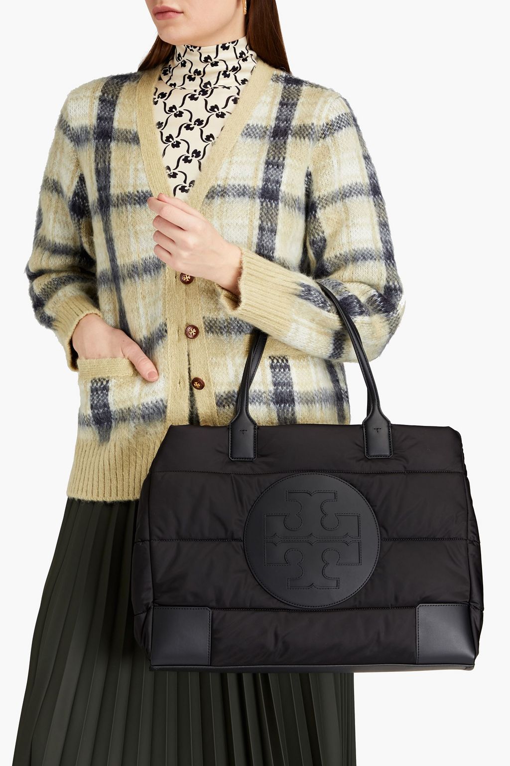 TORY BURCH Ella faux leather-trimmed shell tote