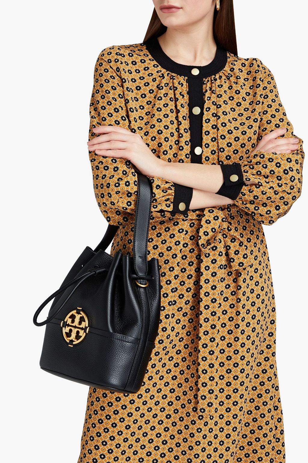 TORY BURCH Textured-leather bucket bag