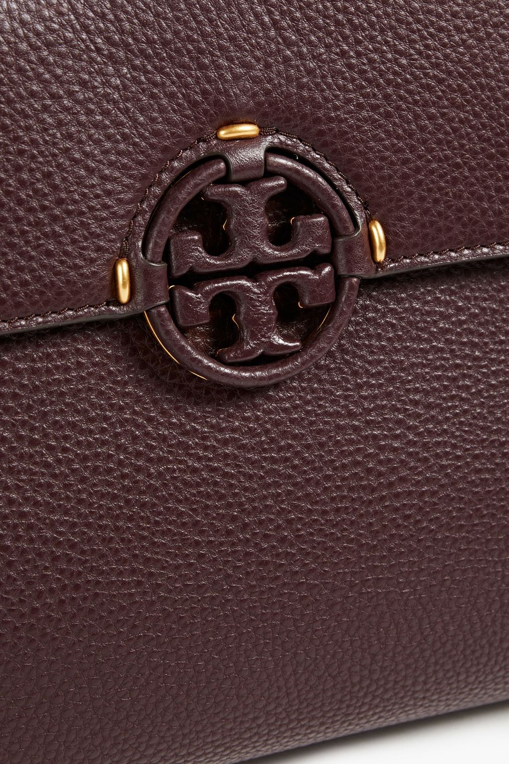 TORY BURCH Miller suede-paneled pebbled-leather tote