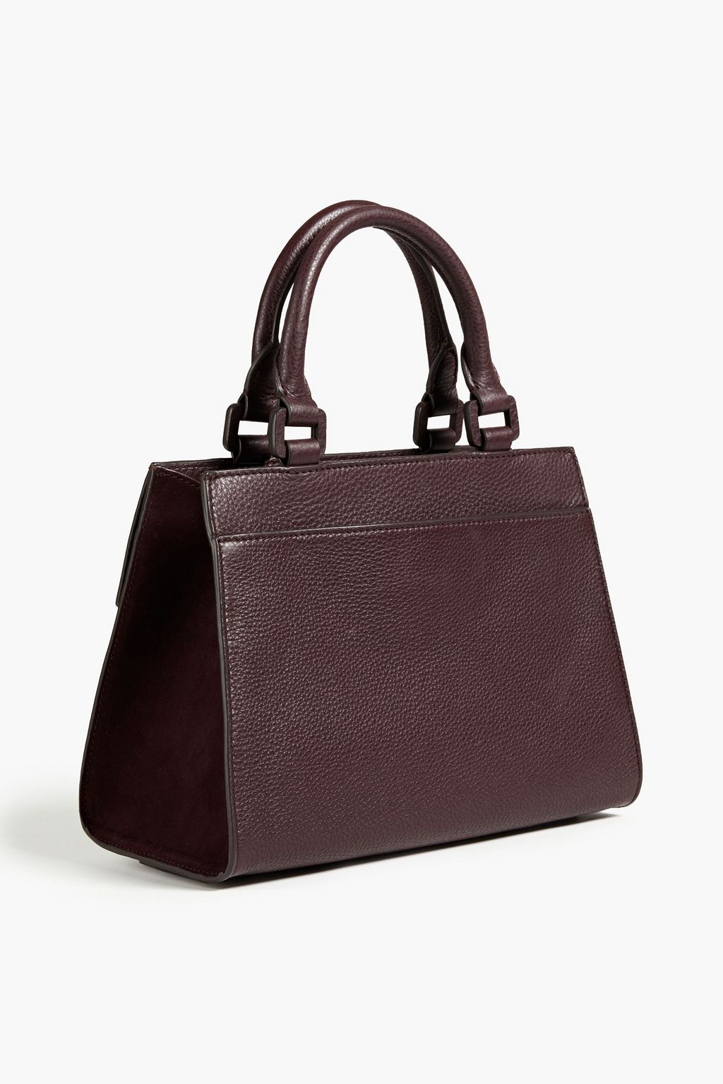 TORY BURCH Miller suede-paneled pebbled-leather tote