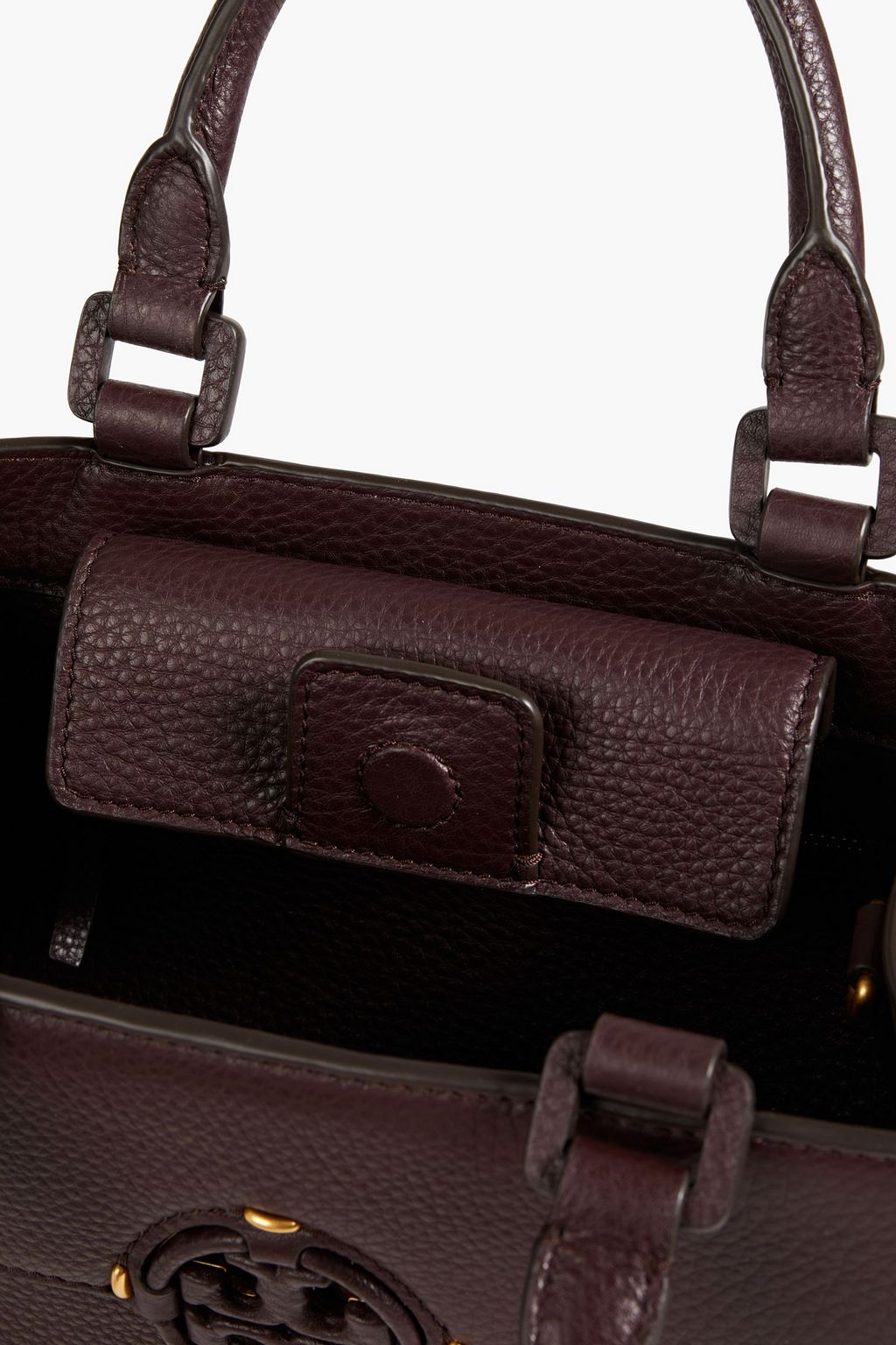 TORY BURCH Miller suede-paneled pebbled-leather tote
