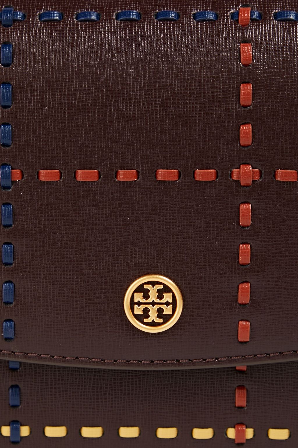 TORY BURCH Checked textured-leather shoulder bag