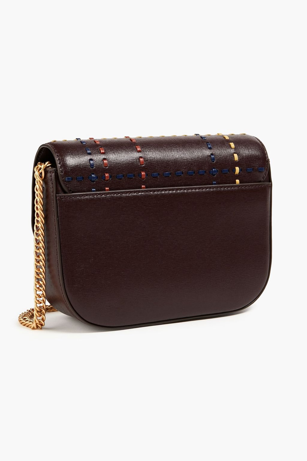 TORY BURCH Checked textured-leather shoulder bag