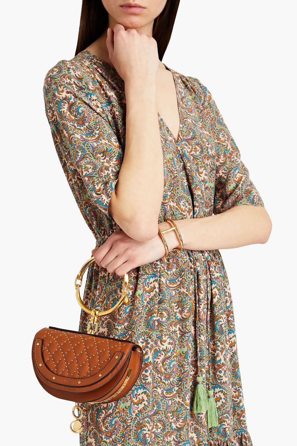 CHLOÉ Studded quilted leather shoulder bag